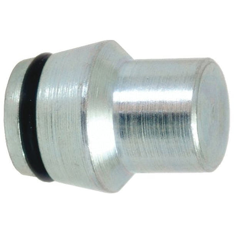 The Sparex Hydraulic Blanking Plug C/w O-Ring-18L, identifiable by its cylindrical silver metal body with a wider base and a black O-ring positioned near the top, is specifically designed for Series 18L compression fittings.