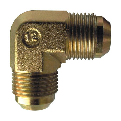 Hydraulic Adaptor, 9/16''JIC male - 9/16''JIC 90° compact male with threaded ends, labeled "S.35076" on the body from Sparex.