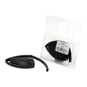 A coiled black Ø7.5-3.7mm heat shrink sleeving is partially removed from its clear plastic packaging, with a barcode and product details visible on the Sparex Agripak label for Heat Shrink Sleeving - Ø7.5-3.7mm x 1M (Sparex Part No.S.3533).