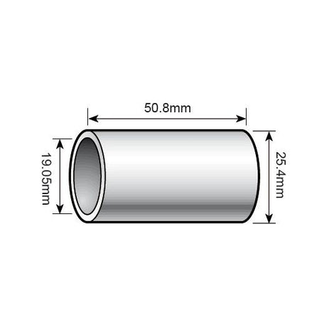 Diagram of a cylindrical pipe with dimensions: length 50.8mm, outer diameter 25.4mm, and inner diameter 19.05mm, comparable to the Sparex Top Link Conversion Bush (Cat. 2 to 1) - S.353 for precision fittings.
