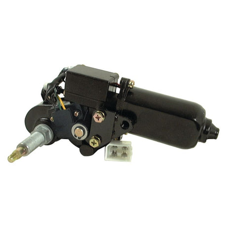 This Wiper Motor 12V from Sparex (Part No. S.35460) is a black automotive windshield wiper motor equipped with an attached wire connector and mounting brackets, compatible with Massey Ferguson models. It ensures reliable performance in all weather conditions, making it ideal for those seeking quality Sparex components for their vehicle.