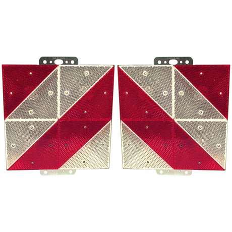 Two Sparex Reflector Panels, 285mm x 285mm (Sparex Part No.S.35806), featuring red and white triangular sections and including mounting brackets.