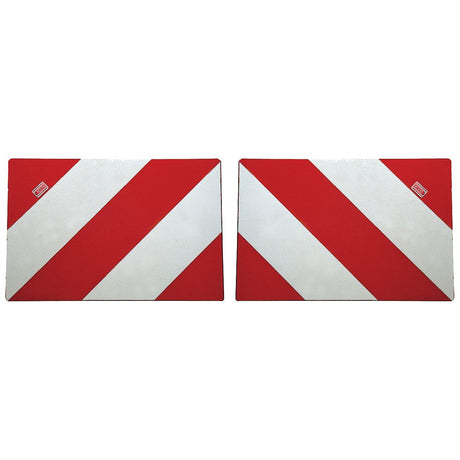 Two rectangular signs with diagonal red and white stripes are displayed side by side, resembling the Reflector Panel (423mm x 282mm) by Sparex, Part No. S.35813.