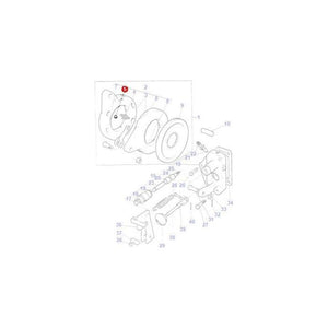 A technical diagram showing an exploded view of mechanical components for the AGCO Massey Ferguson Ball Brake Actuator (Product No. 1805984M1 - 70916538). Each part is numbered and labeled, featuring gears, screws, and other unidentified hardware.