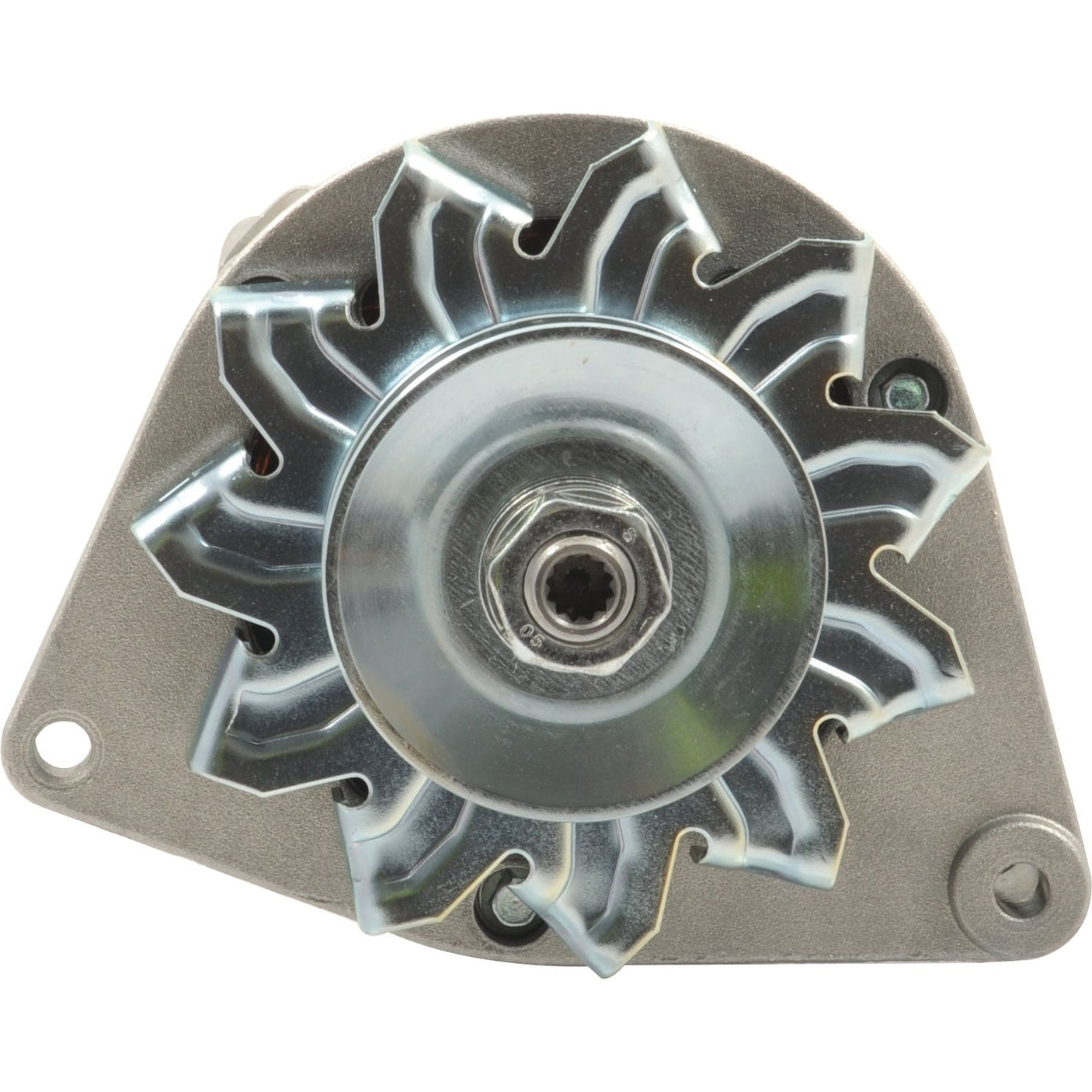 Close-up image of an automotive alternator seen from the front, showcasing the fan, central mounting bolt, and a single groove pulley commonly found in Deutz-Fahr tractors. This alternator is a Sparex model, weighing 4.68kg with Part No.S.359400.