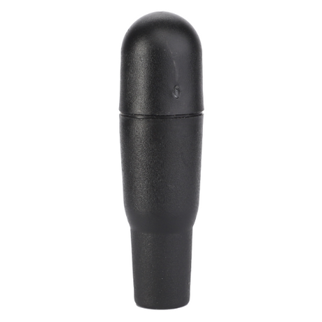 A black, cylindrical object with a rounded top and tapering bottom, resembling a small capsule or plug, reminiscent of components found in Massey Ferguson tractors is the Knob Hand Lever (Part Number: 3595259M1) by AGCO.