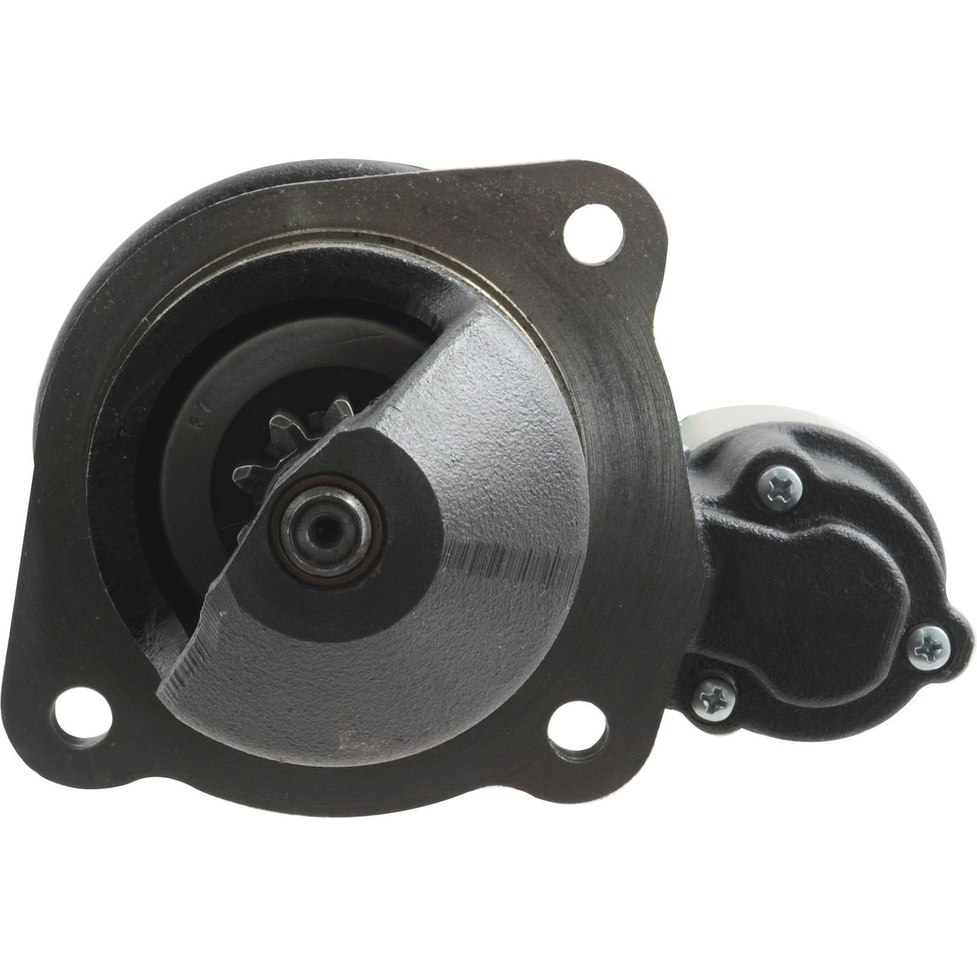 The Starter Motor - 12V, 3Kw (Mahle), Sparex Part No. S.35970 from Sparex features a circular solenoid housing and mounting holes.