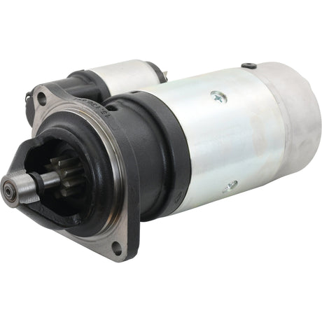 A close-up image of a Starter Motor - 12V, 3Kw (Mahle) | Sparex Part No.S.35971 for an internal combustion engine, showing its gears and cylindrical body in detail.