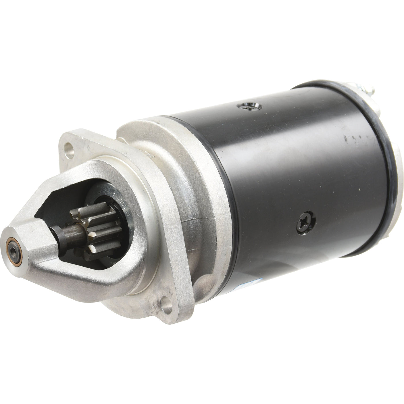 Close-up of a Starter Motor - 12V, 2.7Kw (Sparex) in black and silver, isolated on a white background.