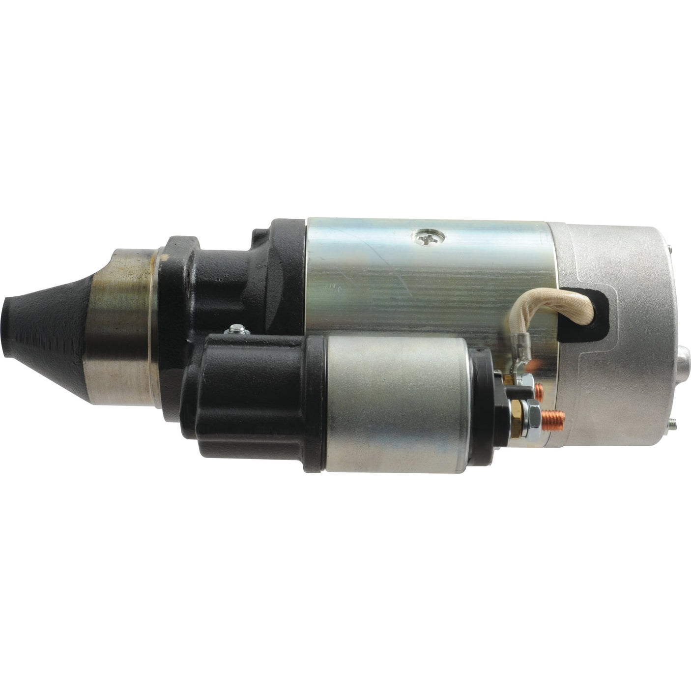 Close-up of the Sparex Starter Motor - 12V, 3Kw (Mahle), showcasing the cylindrical housing and electrical connections. The Sparex starter motor is positioned horizontally against a white background.