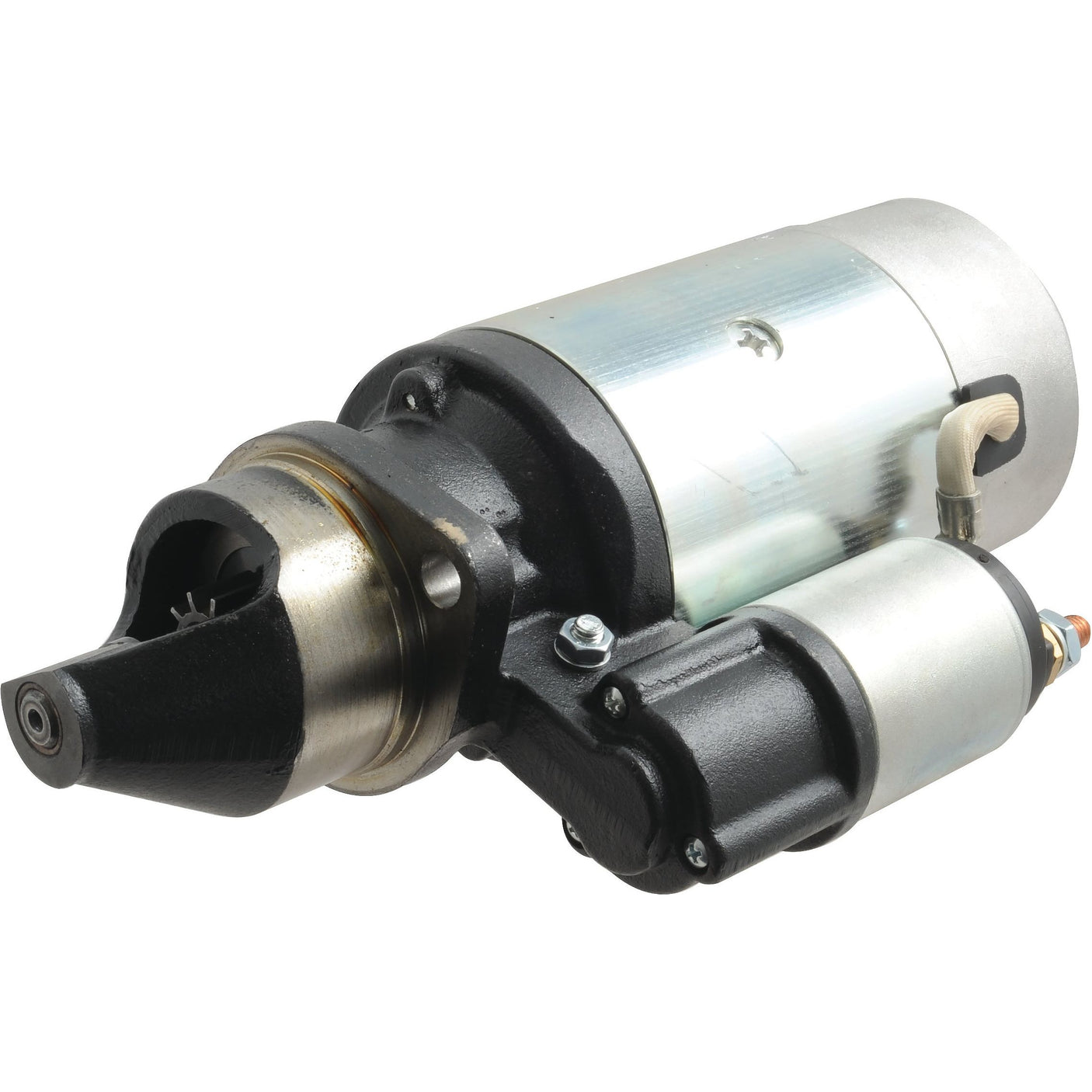 A Sparex Starter Motor - 12V, 3Kw (Mahle) with black and gray components, featuring a cylindrical main body and smaller attached parts.