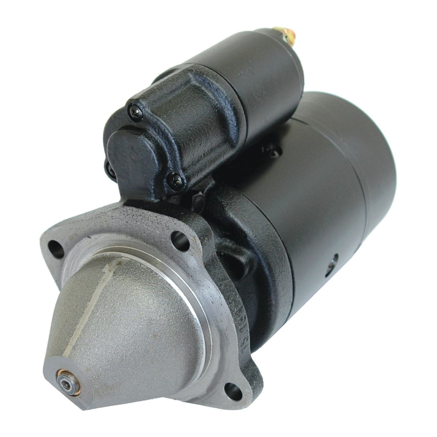 Image of a Sparex Starter Motor - 12V, 2.7Kw (Mahle) | S.35979 in a black and silver finish, photographed against a white background.