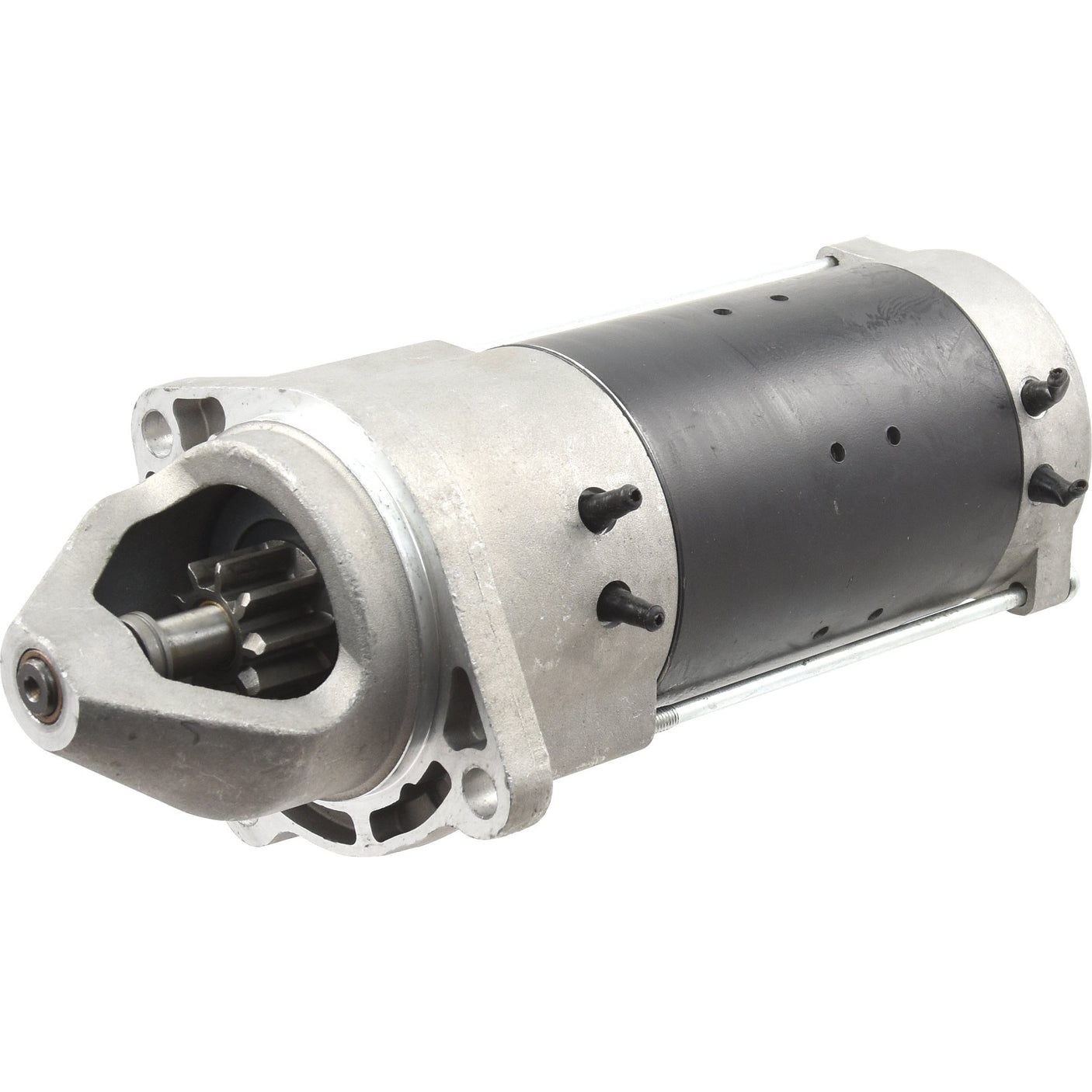 A Starter Motor - 12V, 3Kw, Gear Reducted, branded by Sparex (Sparex Part No.S.359801), featuring a cylindrical silver and black casing with a gear and several connection points.