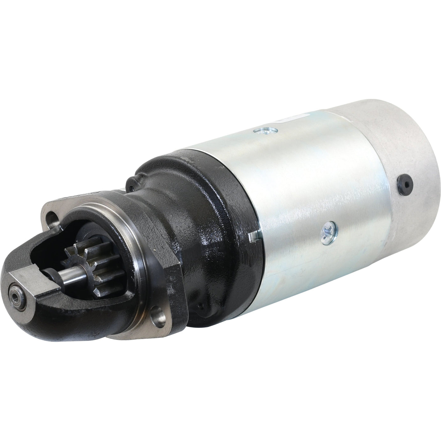 The image shows a cylindrical mechanical component, likely the 12V, 3Kw Starter Motor (Mahle) by Sparex, featuring a black and silver casing with visible gears on one end.