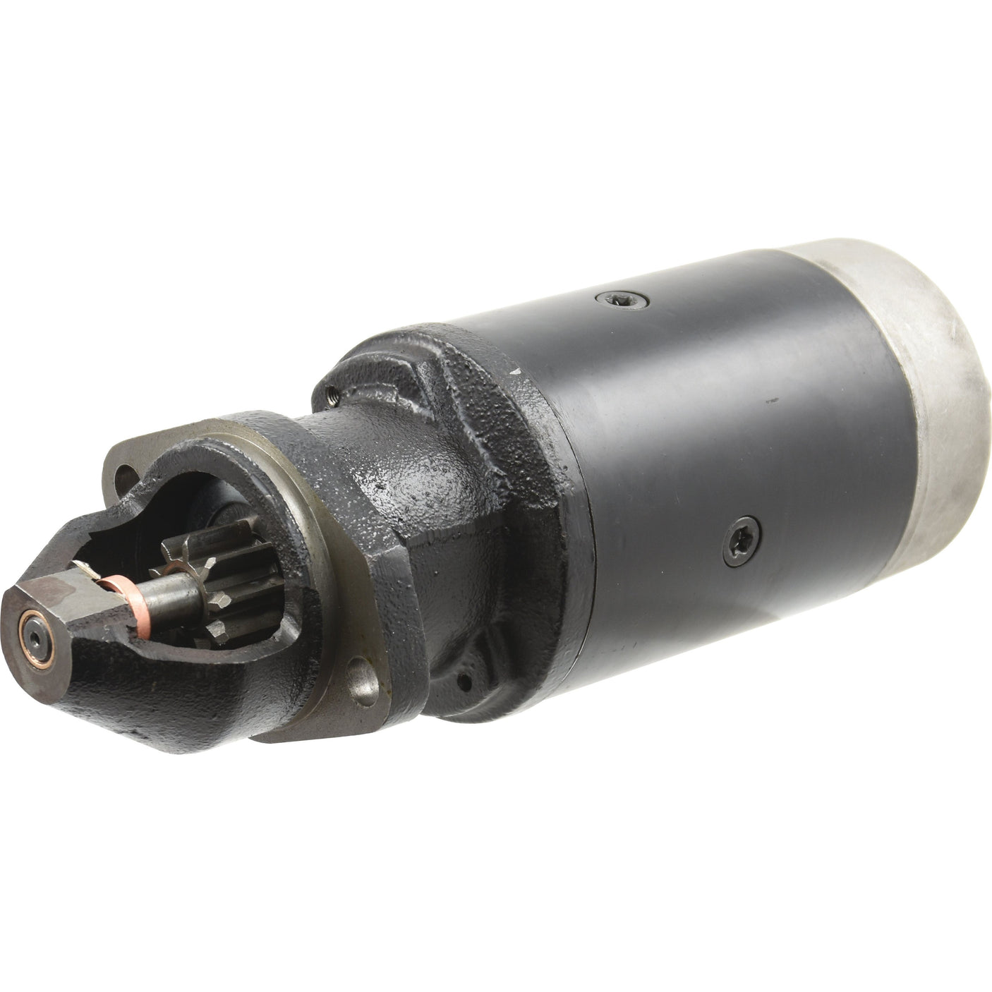 The Sparex Starter Motor - 12V, 3Kw (Sparex Part No. S.359841) is a cylindrical black component featuring visible gears and a metal cap at one end.