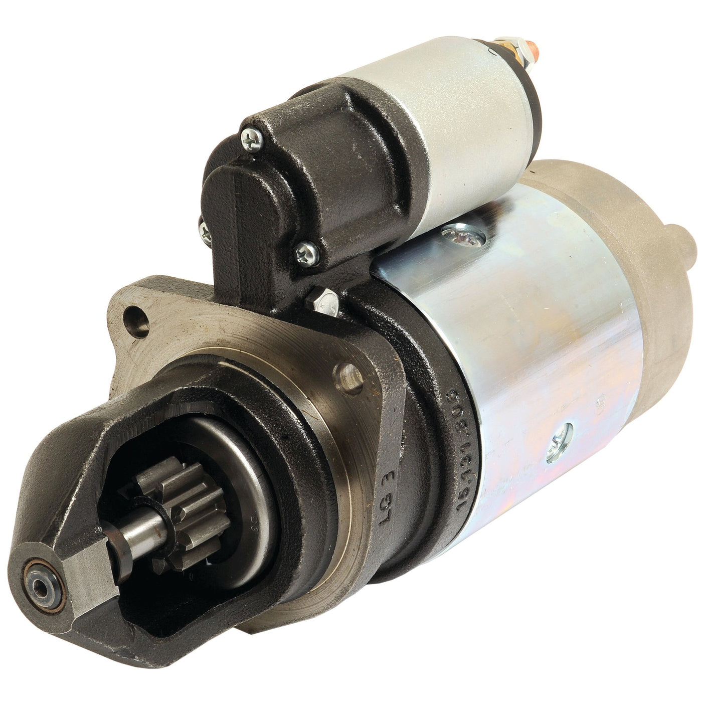 Image of a Sparex Starter Motor - 12V, 3.1Kw (Mahle) with a visible gear mechanism and metallic housing. The 12V system ensures reliable performance.