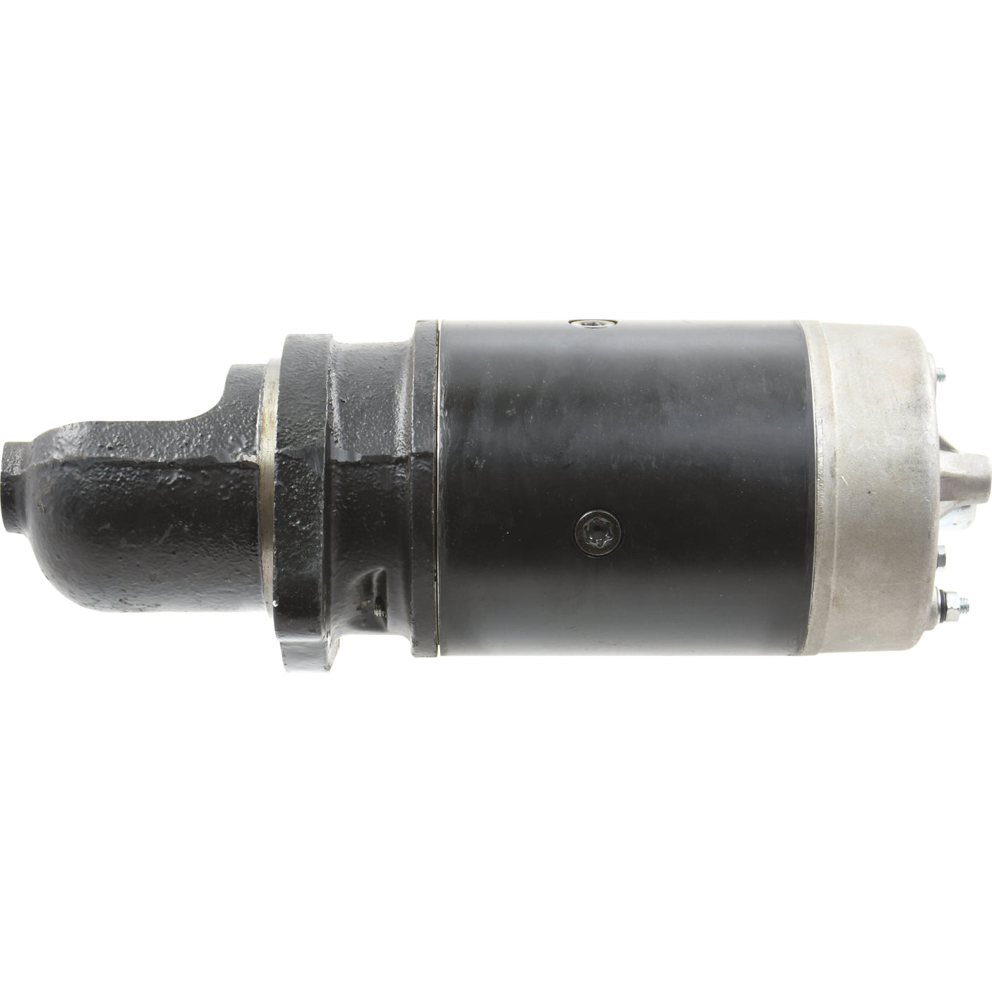 Close-up of the Starter Motor - 12V, 3.1Kw (Sparex), a cylindrical, black and metallic component with visible bolts designed for use in internal combustion engines to facilitate starting. The Sparex Part No.S.359881 lies on its side against a plain, white background.