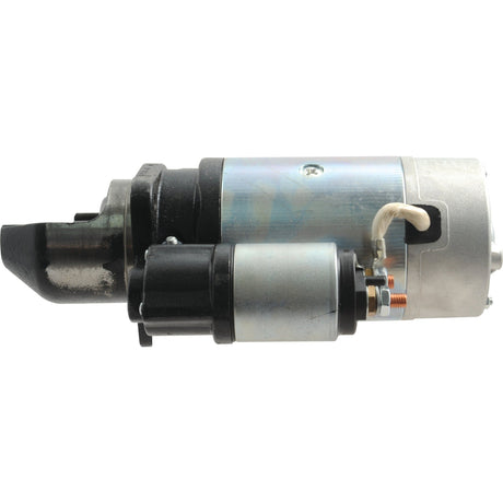 A 12V, 3Kw Starter Motor with a silver and black casing is shown. Manufactured by Mahle for Sparex, it features a smaller attached cylindrical component, wires, and electrical connections. The product is listed under Sparex Part No.S.35992.