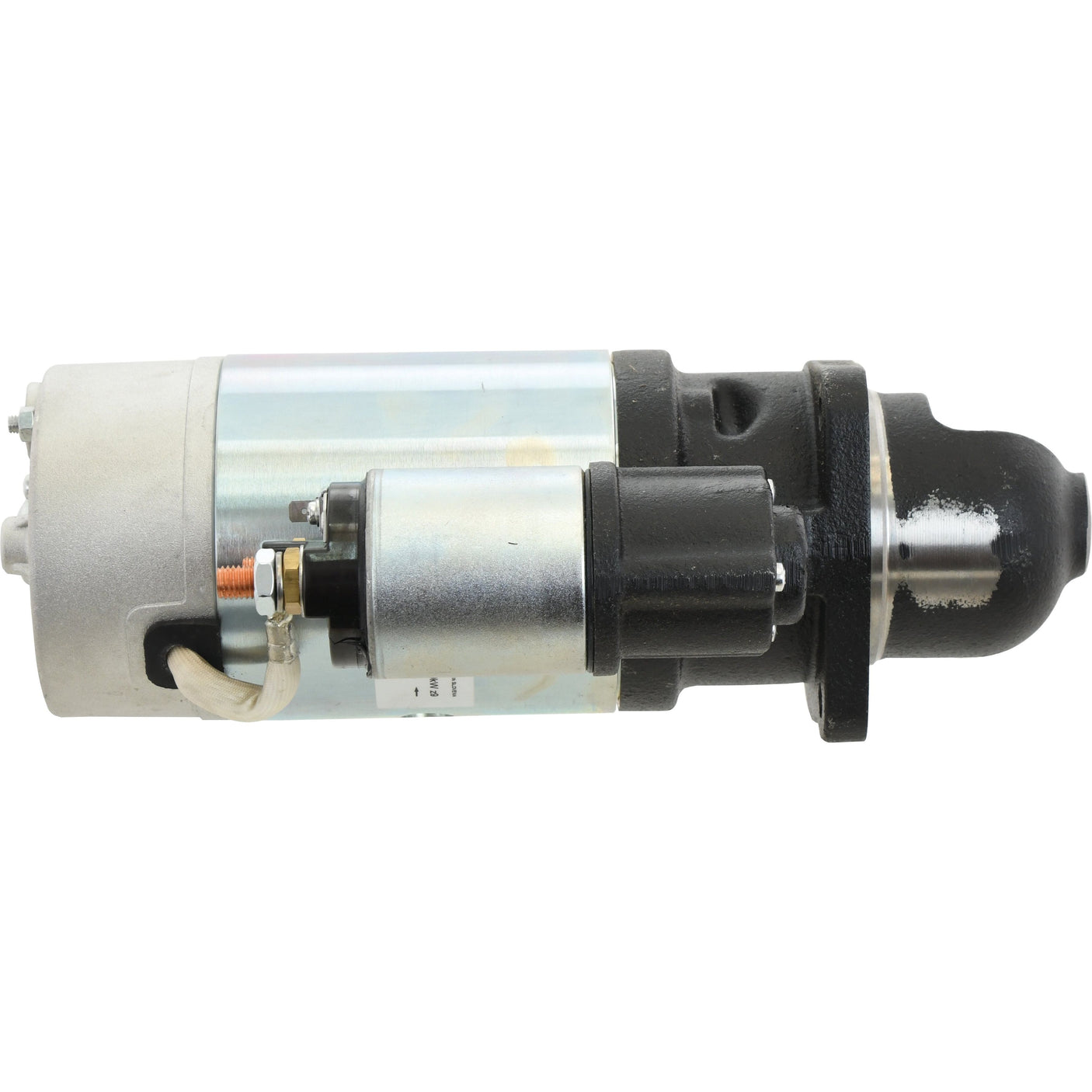 The Sparex Starter Motor - 24V, 4Kw (Mahle), identified by part number S.36128, is a cylindrical powerhouse in silver and black that features electrical connections and mounting hardware to ensure reliable performance for your vehicle.