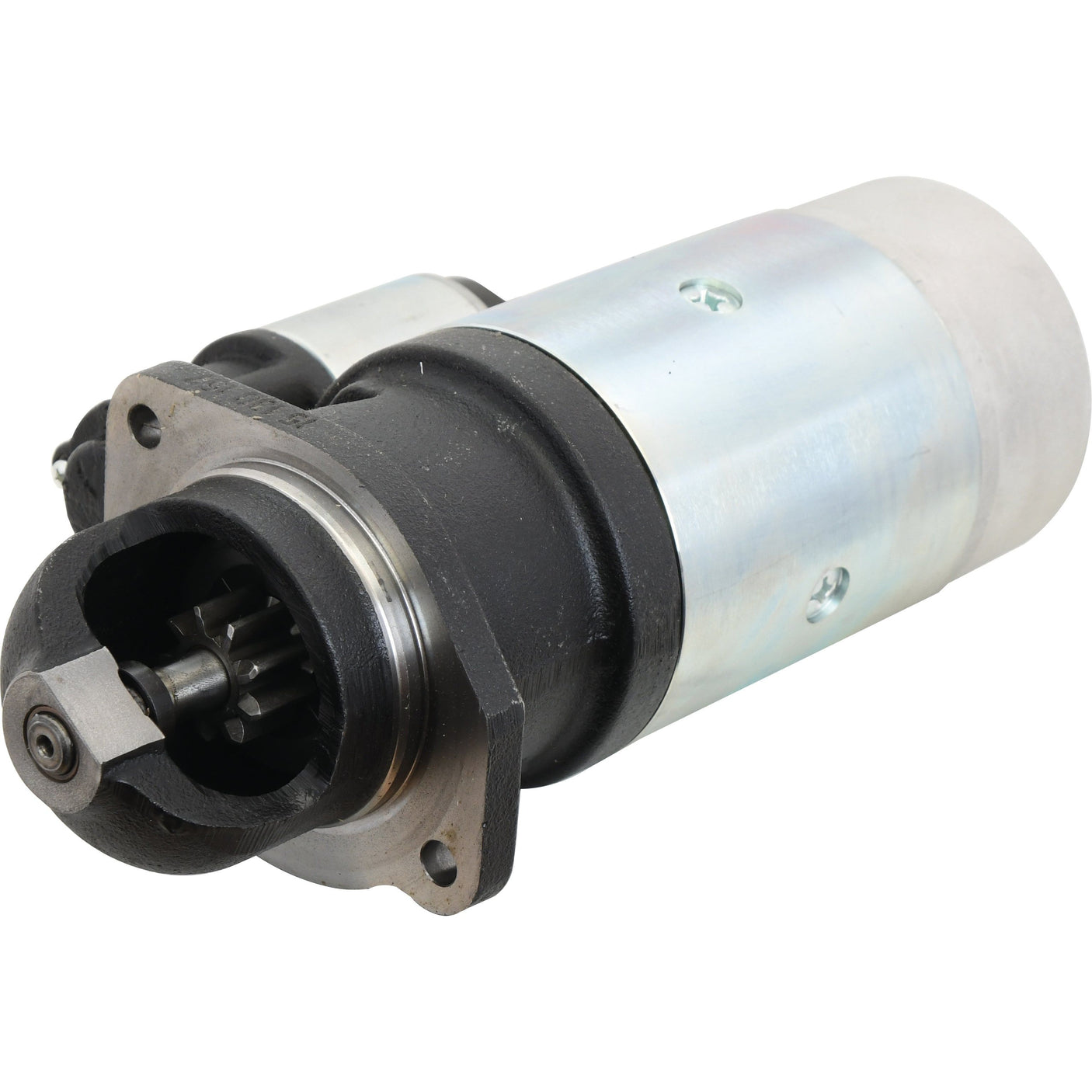 A Starter Motor - 24V, 4Kw (Mahle), Sparex Part No. S.36128, featuring a cylindrical design with a black segment near the bottom and visible gears at one end, built for robust 24V systems.