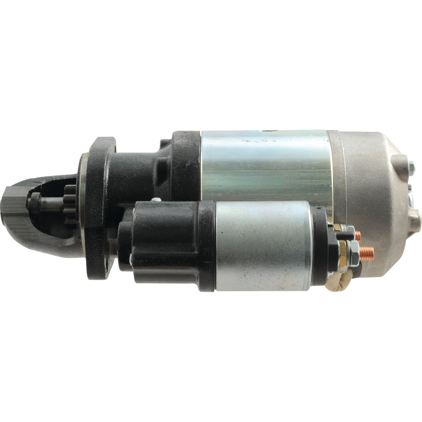 A Sparex Starter Motor (S.36135) by Mahle, 12V and 2.7Kw, featuring two cylindrical sections and sturdy connecting terminals.