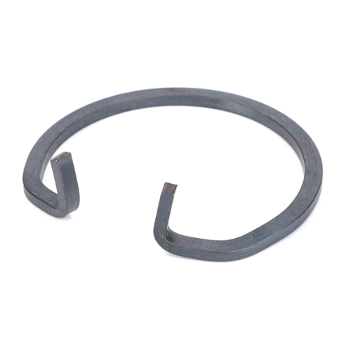 A metal snap ring with two ends bent outward, displayed on a white background, ideal for use in Massey Ferguson tractor parts, is the AGCO-brand Massey Ferguson Circlip (model number 3615384M2).