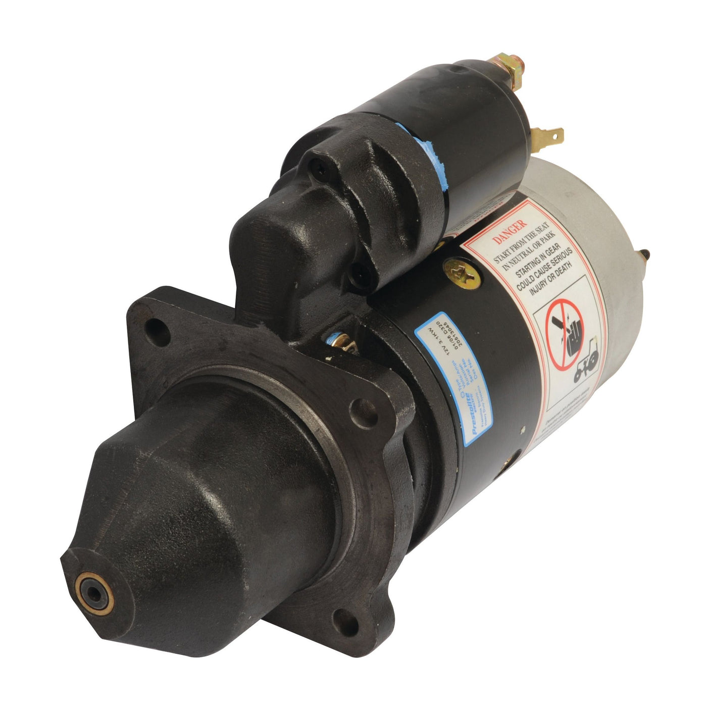 Image of a Sparex Starter Motor - 12V, 3.1Kw (Mahle) | Part No.S.36186, featuring a cylindrical design with mounting flanges and electrical connections.