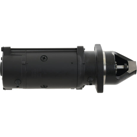 A close-up image of a Sparex Starter Motor - 12V, 3Kw, Gear Reduced (Mahle) with a black cylindrical body and a metal nozzle attachment.