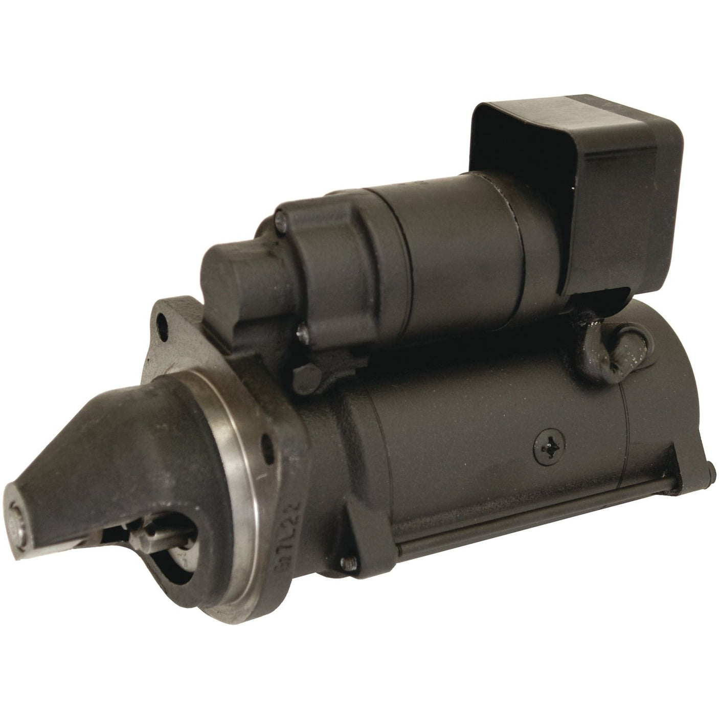 Close-up view of a black Sparex Starter Motor - 12V, 3.2Kw, Gear Reducted (Mahle) with visibly detailed gear reduced components.