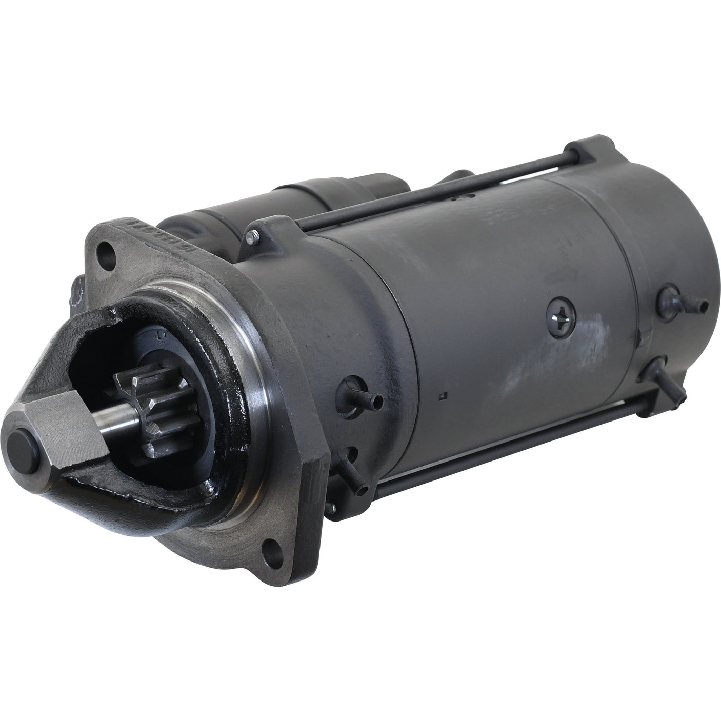 Close-up of the Starter Motor - 12V, 4Kw, Gear Reducted (Mahle) | Sparex Part No.S.36237 by Sparex, showcasing its cylindrical shape and precise gear-reducted mechanism.