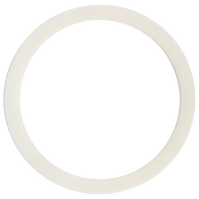 A white, circular ring set against a plain backdrop, echoing the precision characteristic of AGCO's Massey Ferguson - Gasket - 3712074M1 from the Massey Ferguson 3000 Series tractor parts.