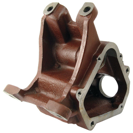 The Sparex Steering Box Housing (Part No. S.3729) is a brown, metal automotive component featuring multiple mounting points and a cylindrical opening, designed for use in the engine or transmission assemblies of Massey Ferguson tractors.