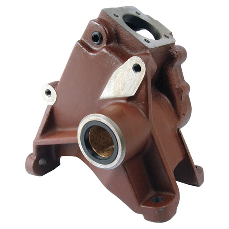 A Sparex Steering Box Housing (Part No. S.3729) in brown cast metal features several mounting holes and a large central opening, likely designed for Massey Ferguson or Landini mechanical assemblies.