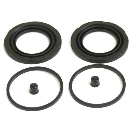 Four black automotive seals and grommets from the Brake Caliper Repair Kit (Sparex Part No. S.37315), perfect for Deutz-Fahr brake calipers, arranged in pairs on a white background.