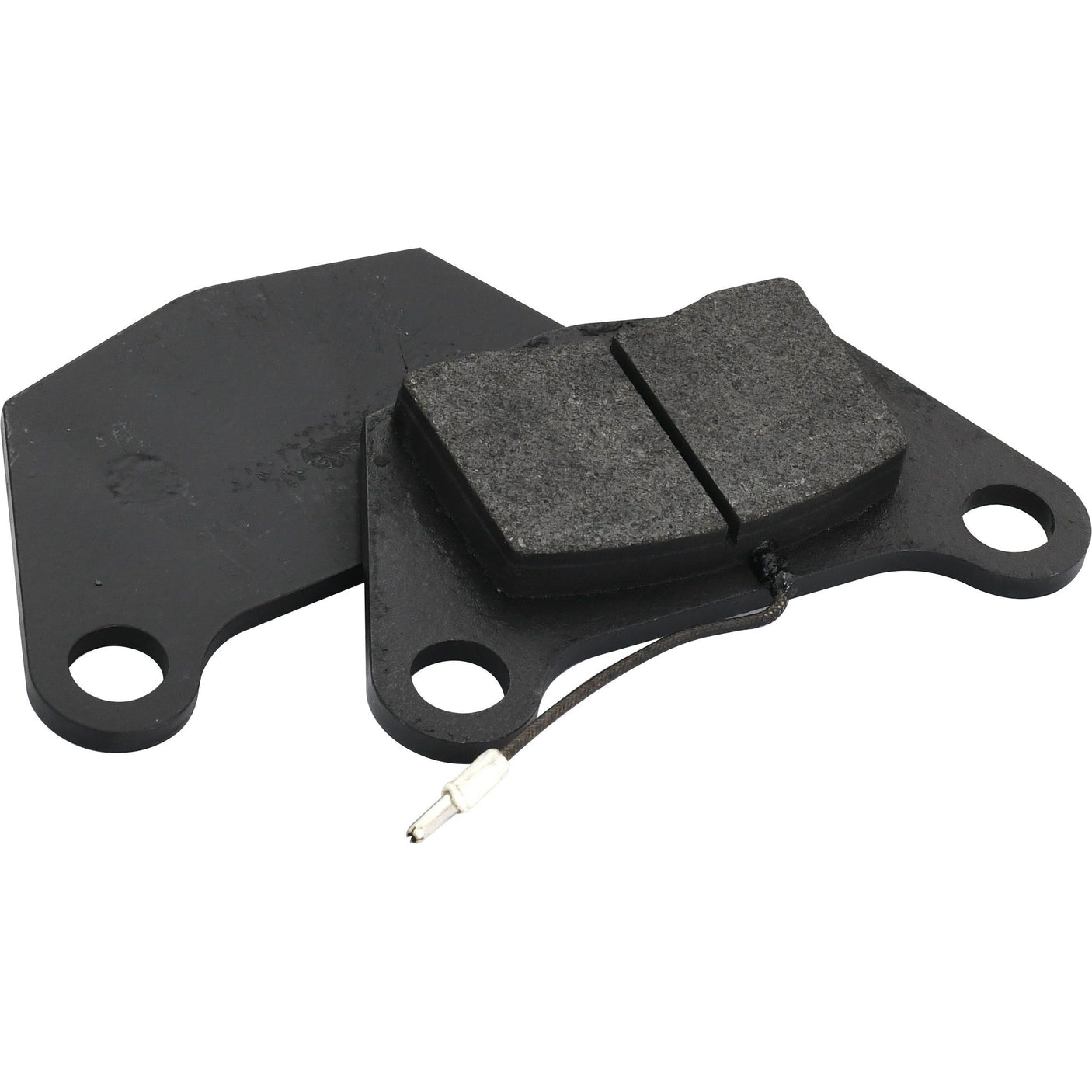 Two black motorcycle brake pads with a connector cable attached, suitable for Deutz-Fahr, branded as Sparex Brake Pad (Sparex Part No. S.37319).