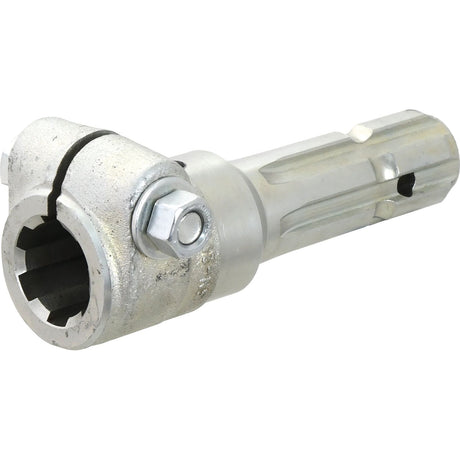 A metallic, cylindrical automotive tool with a hexagonal socket on one end and a flanged design on the other, typically used for tightening or loosening bolts; pairs well with the Sparex PTO Adaptor - Female spline 1 3/8'' - 6 x Male spline 1 3/8'' - 6 with Clamp Bolt (S.3741).