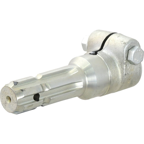 The Sparex PTO Adaptor - Female spline 1 3/8'' - 6 x Male spline 1 3/8'' - 6 with Clamp Bolt (S.3741) is a Standard Duty metal universal joint coupling, designed with a splined shaft and clamp bolts, suitable for both mechanical and automotive applications, and capable of handling up to 70HP.