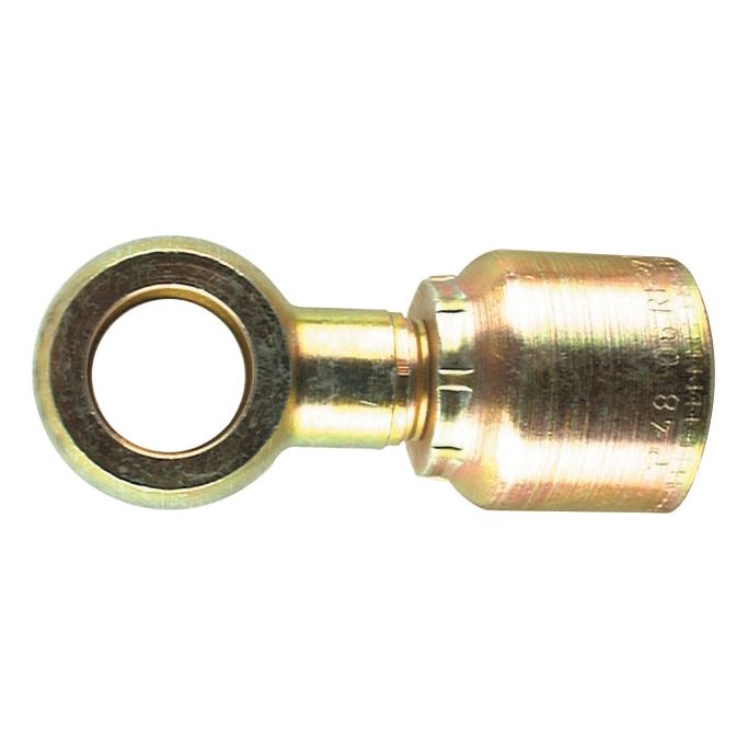 A Parker BSP Banjo Hose Insert 1/4'' x 12mm - S.3751204 by Sparex is a metal hydraulic fitting featuring a circular hole on one end and a threaded cylindrical attachment on the other, commonly used in DN06 fluid connections.