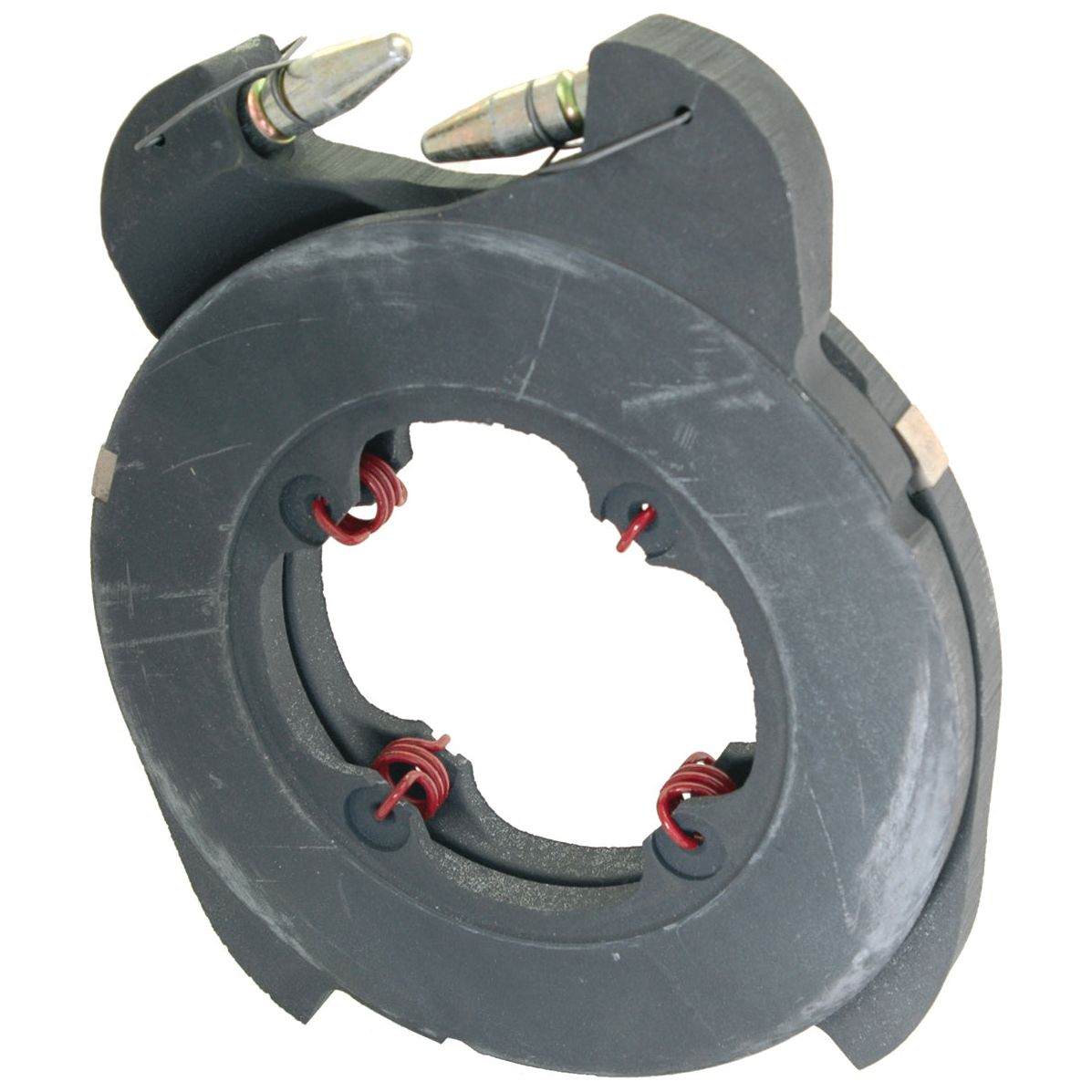 This Brake Actuator, identified as Sparex Part No. S.37619, is a black mechanical component featuring a 228mm circular opening in the center, surrounded by red coils and topped with two metallic elements. Specifically designed for Deutz-Fahr tractors, this Sparex part is known for its durability and efficiency.