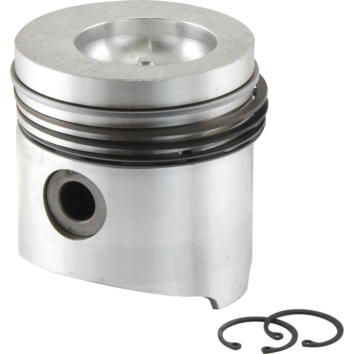 The Piston & Ring Set (Sparex Part No. S.37726) by Sparex features a metal piston with visible rings and a side hole, as well as two small, circular snap rings on the side, including a 35mm pin.