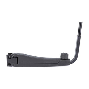 The Massey Ferguson - Arm - 3787145M91 by AGCO is a black adjustable crank handle with a mounting bracket and a knob, designed for use in machinery or equipment, including tractor accessories.