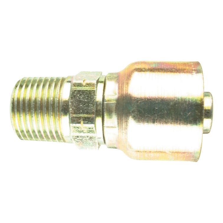 Close-up of a Sparex Parker BSPT Hose Insert 3/8'' x 3/8'' x 19'' Male Straight Taper (S.3810606) with a threaded end.