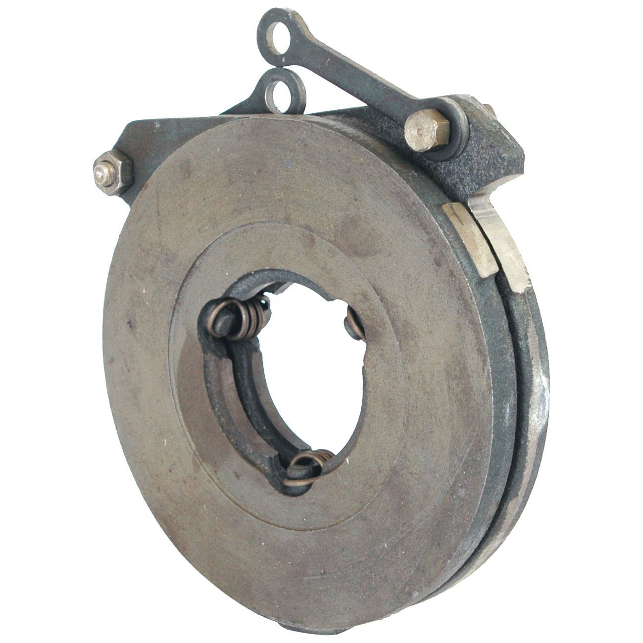 A metal mechanical component called the Brake Actuator (Sparex Part No. S.38209) with a circular shape, various bolts, and a lever attachment, commonly found in Case IH machinery.