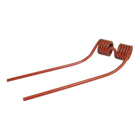 Red Tedder haytine with a double-spiral heating element and two straight prongs extending from coiled ends, measuring 410mm in length, 125mm in width, and Ø9.5mm, compatible with Niemeyer HR301. Replacement for Galfre and Niemeyer models.