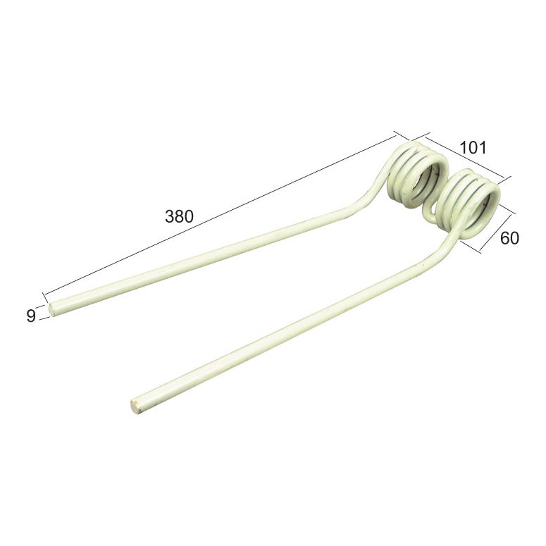 A Tedder haytine from Sparex, measuring 380mm in length, 101mm in width, and Ø9mm, designed to replace Pottinger part 436140.