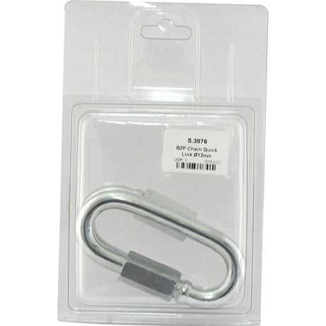 A BZP Chain Quick Link Ø12mm (Sparex Part No. S.3876) from the Sparex Agripak range, packaged in a clear plastic blister pack with a white label displaying product details.