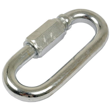 The BZP Chain Quick Link Ø16mm, Sparex Part No. S.3888, is an ideal choice for connecting chains or securing objects, offering a robust BZP finish for enhanced durability and featuring a hexagonal threaded nut for reliable performance.