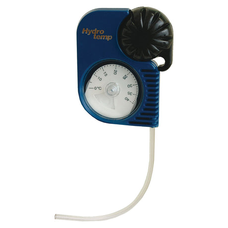 The Sparex Professional Antifreeze Tester (Part No. S.38903) resembles a blue hydro temperature gauge with a black fan-like component at the top and a transparent plastic tube extending from the bottom, featuring a dial that displays temperature readings in both Celsius and Fahrenheit.