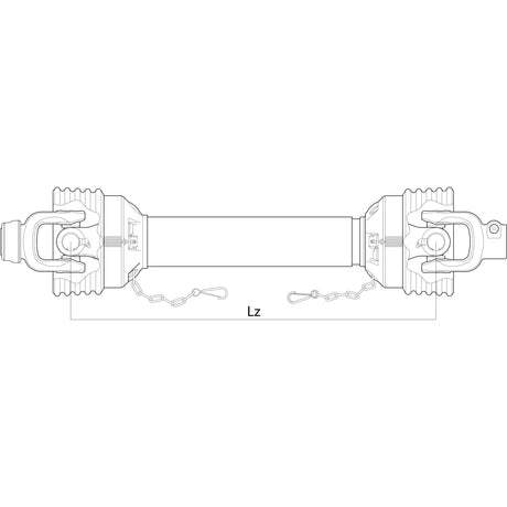 Technical drawing of a machine component featuring two mounting sections at each end, with a labelled dimension "Lz" indicating the length between the connection points. This design is compatible with the Weasler German Series and includes details for the Easylock Guard Type AW36/W2500. The specified product is a Sparex Weasler PTO Shaft (S.39019) with an "Lz" length of 1210mm, connecting via 1 3/8'' x 6 Spline Q.R. on both ends.
