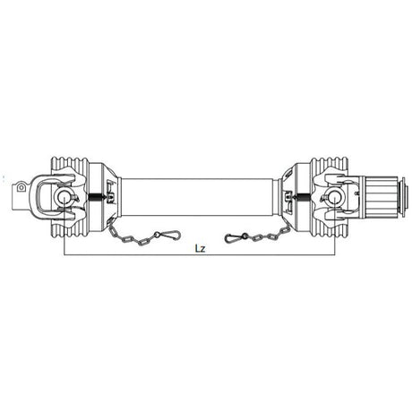 Technical drawing of a Weasler PTO Shaft by Sparex, featuring universal joints at both ends and a label marked "Lz" indicating the 710mm length dimension. For 36HP applications, this includes the AW21/W2300 model details, with specifications of 1 3/8'' x 6 Spline Q.R. to 1 3/8'' x 6 Spline Ratchet Clutch (S.39037).